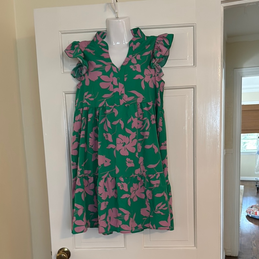 Floral Green and Pink Womens Dress